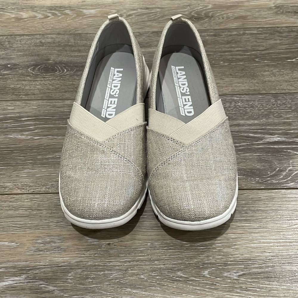 Lands End Comfort Step Silver Slip On Shoes